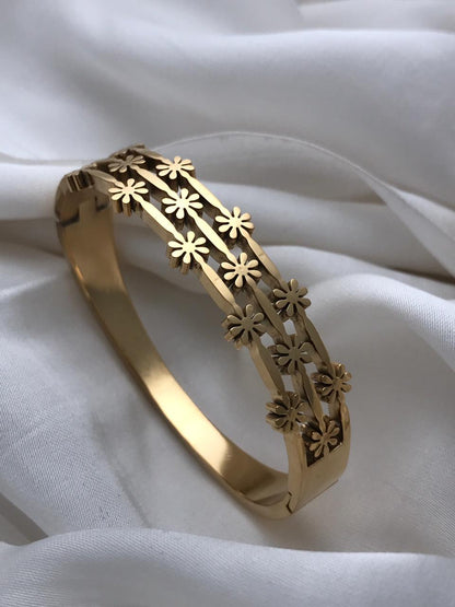 Gold Dainty Floral Cuf Bracelet