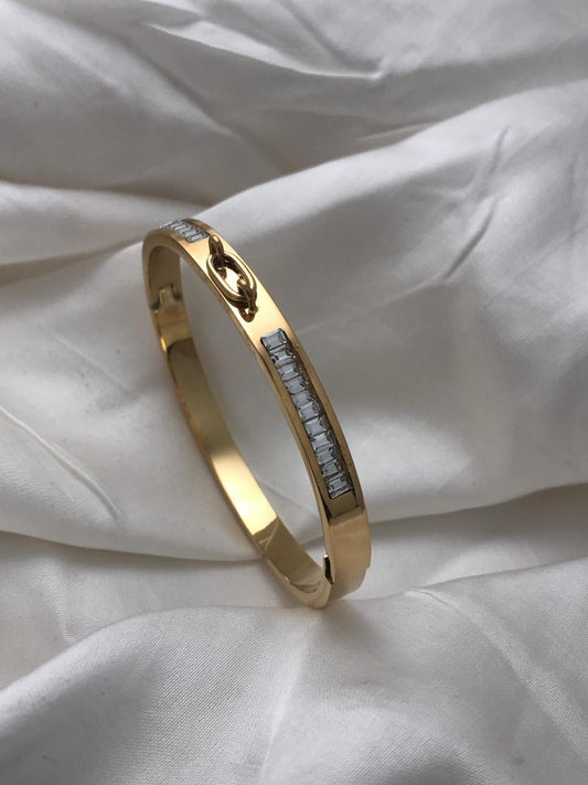 Gold Baguette-cut Crystals Bracelet