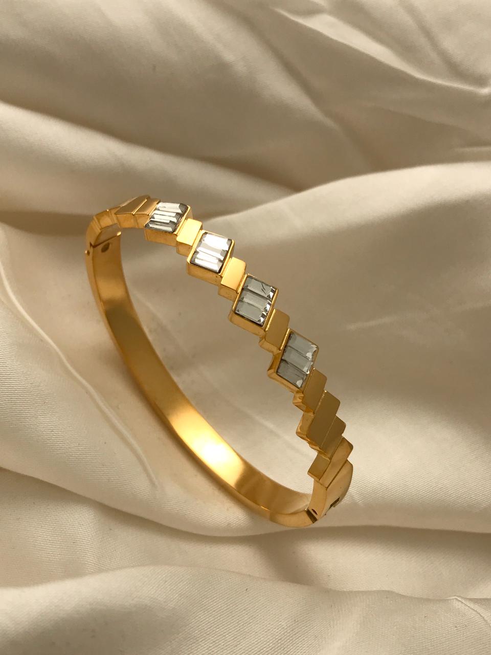 Gold Diamond Crystal Prism Steps Bracelet