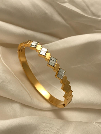 Gold Diamond Crystal Prism Steps Bracelet