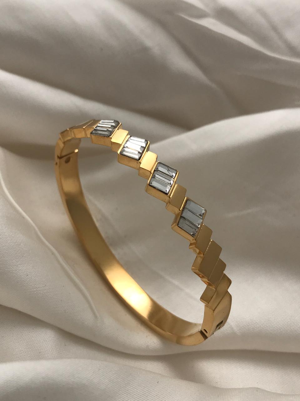 Gold Diamond Crystal Prism Steps Bracelet