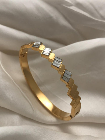 Gold Diamond Crystal Prism Steps Bracelet