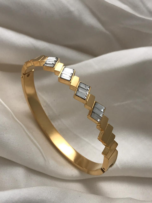 Gold Diamond Crystal Prism Steps Bracelet