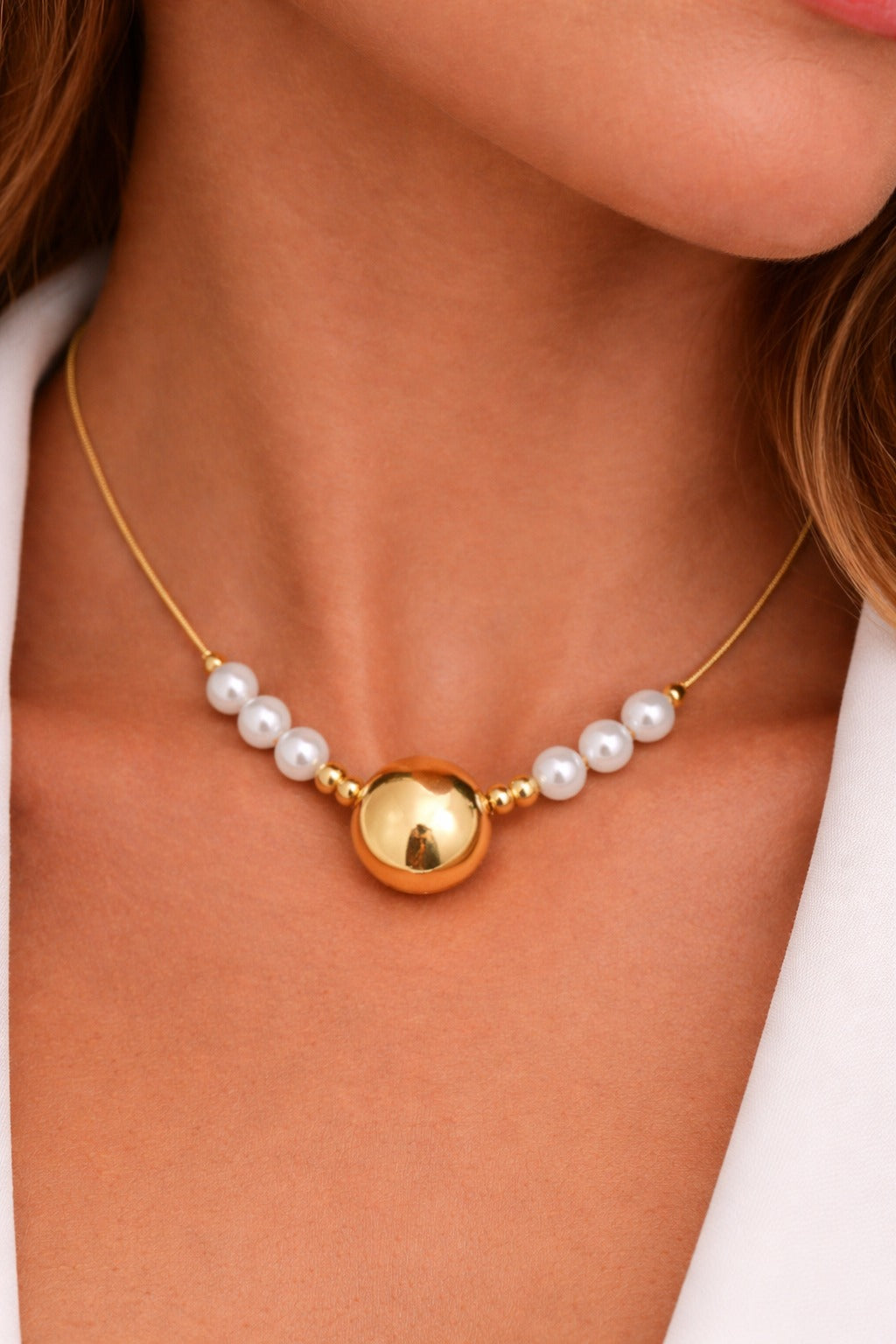 Pearl Circle Gold Necklace