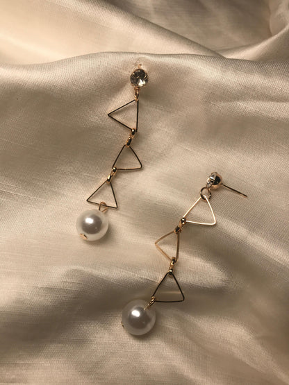Pearl Gold triangle Earring