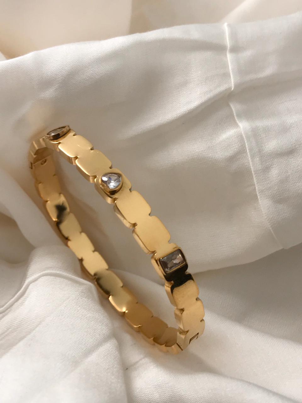 Gold Square Cubic Zirconia Bracelet