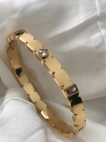Gold Square Cubic Zirconia Bracelet