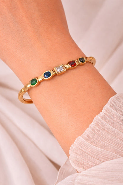 Gold Multi-colored Gemstones Bracelet