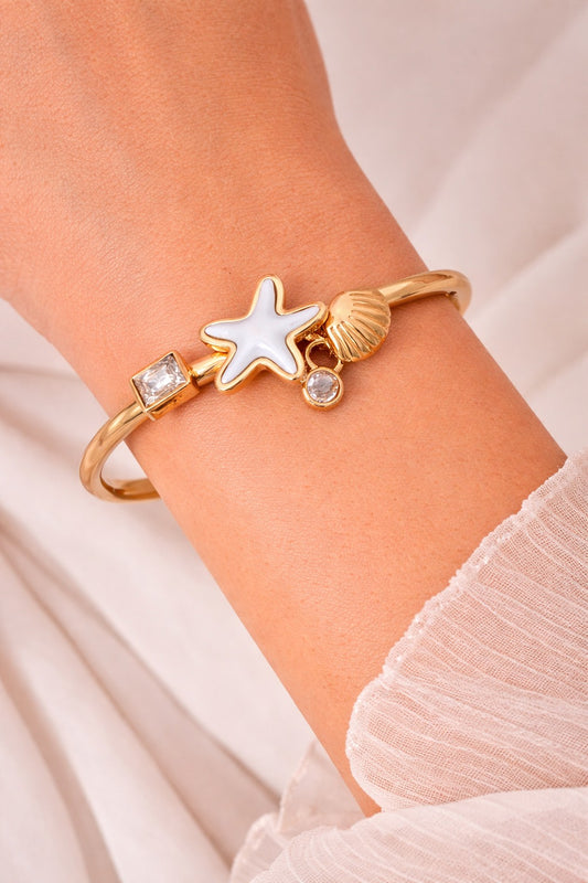 Gold Nautical-themed Hinged Bracelet