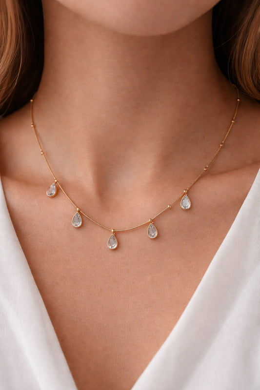 Droplet Charm gold Necklace