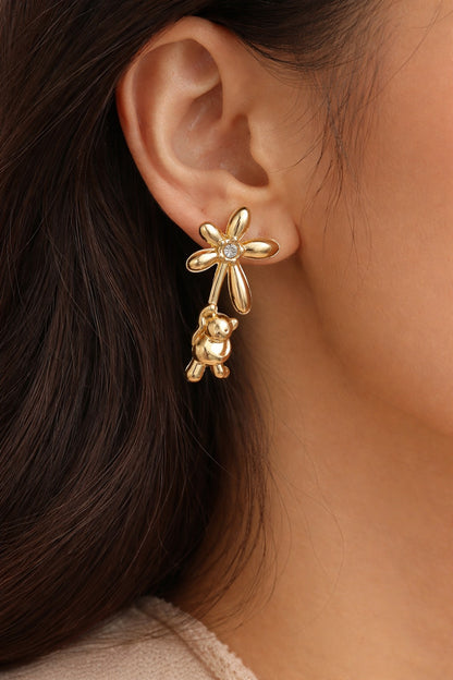 Gold-Tone Flower Stud Earrings