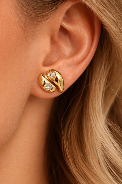 Gold-Tone Swirl Stud Earrings