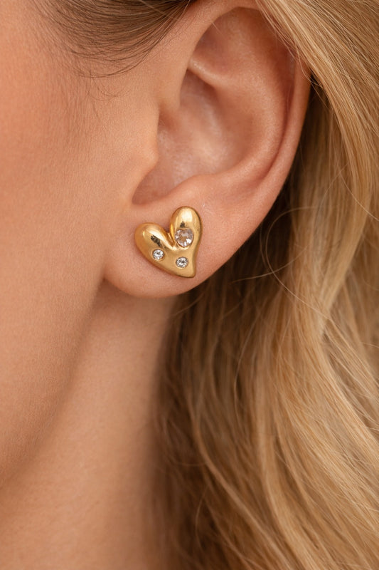 Gold-Tone Puffy Heart Stud Earrings