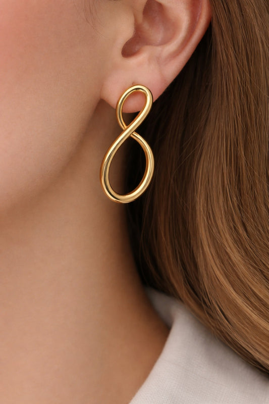Gold-Tone Abstract Wave Stud Earrings