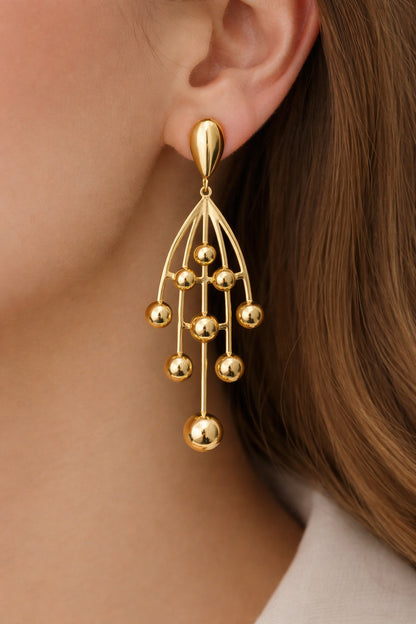 Gold-Tone Cascading Bead Drop Earrings