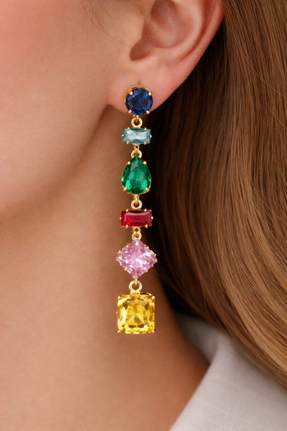 Multicolor Geometric Drop Earrings