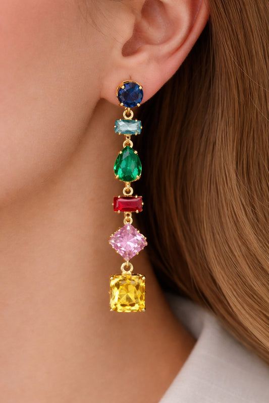 Multicolor Geometric Drop Earrings