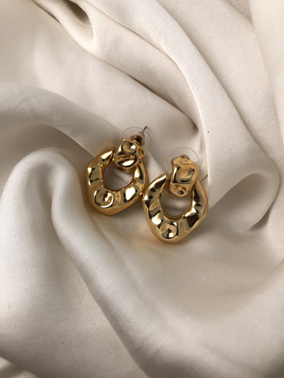 Gold-Plated Chunky Organic Drop Earrings