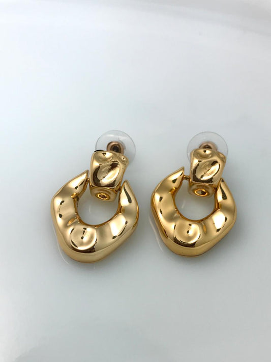 Gold-Plated Chunky Organic Drop Earrings