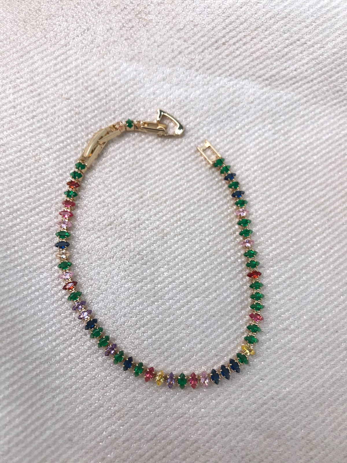 Gold-Plated Pear-Cut Crystal Tennis Bracelet