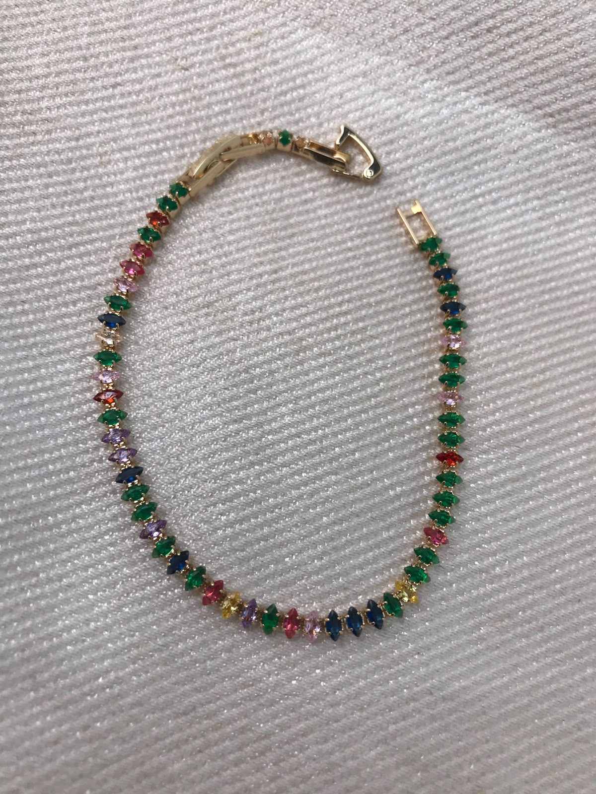 Gold-Plated Pear-Cut Crystal Tennis Bracelet