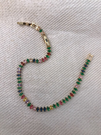 Gold-Plated Pear-Cut Crystal Tennis Bracelet
