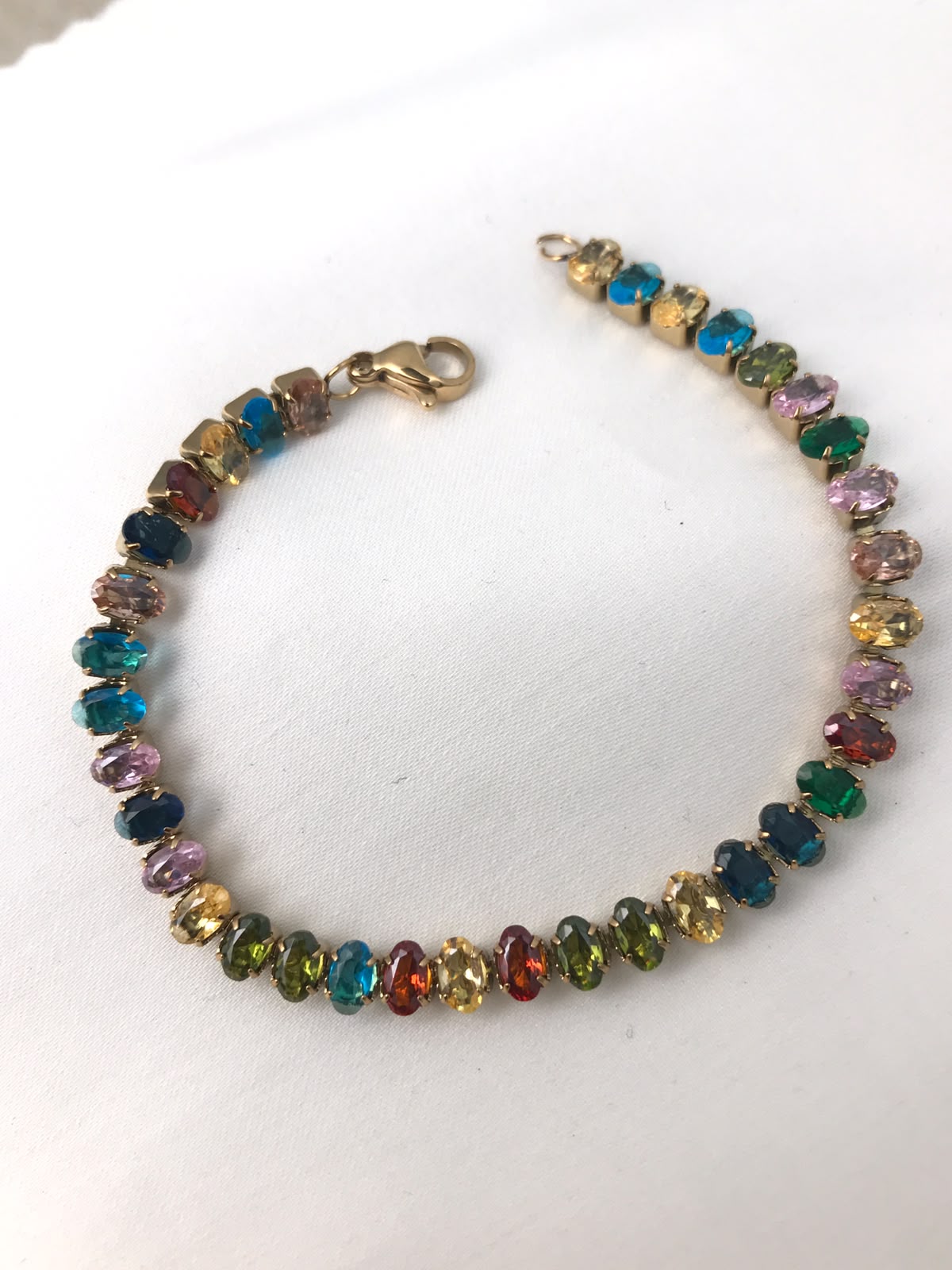Gold-Plated Pear-Cut Crystal Tennis Bracelet