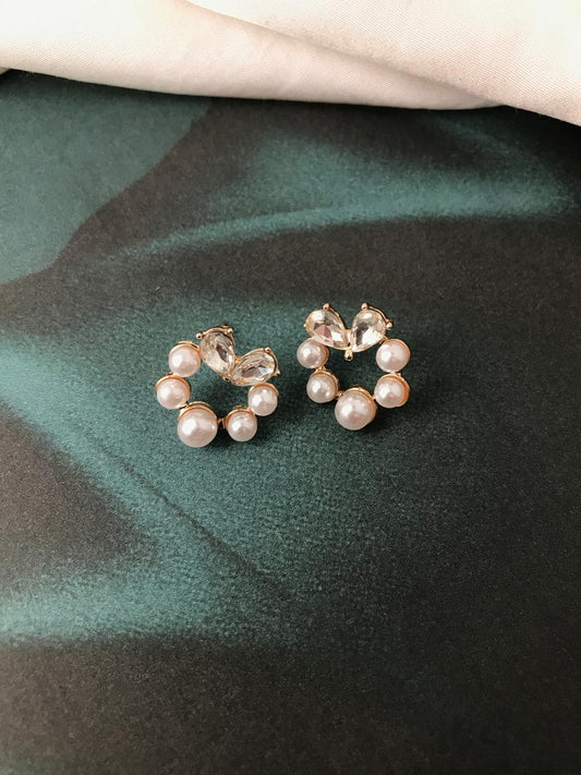 Gold-Plated Pearl Wreath Stud Earrings