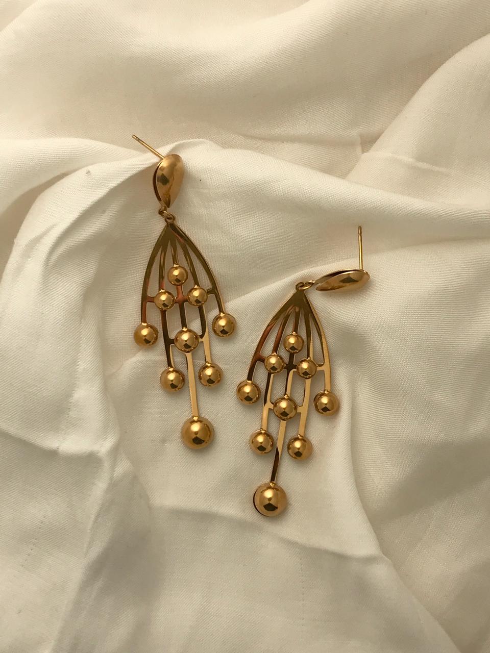 Gold-Tone Cascading Bead Drop Earrings