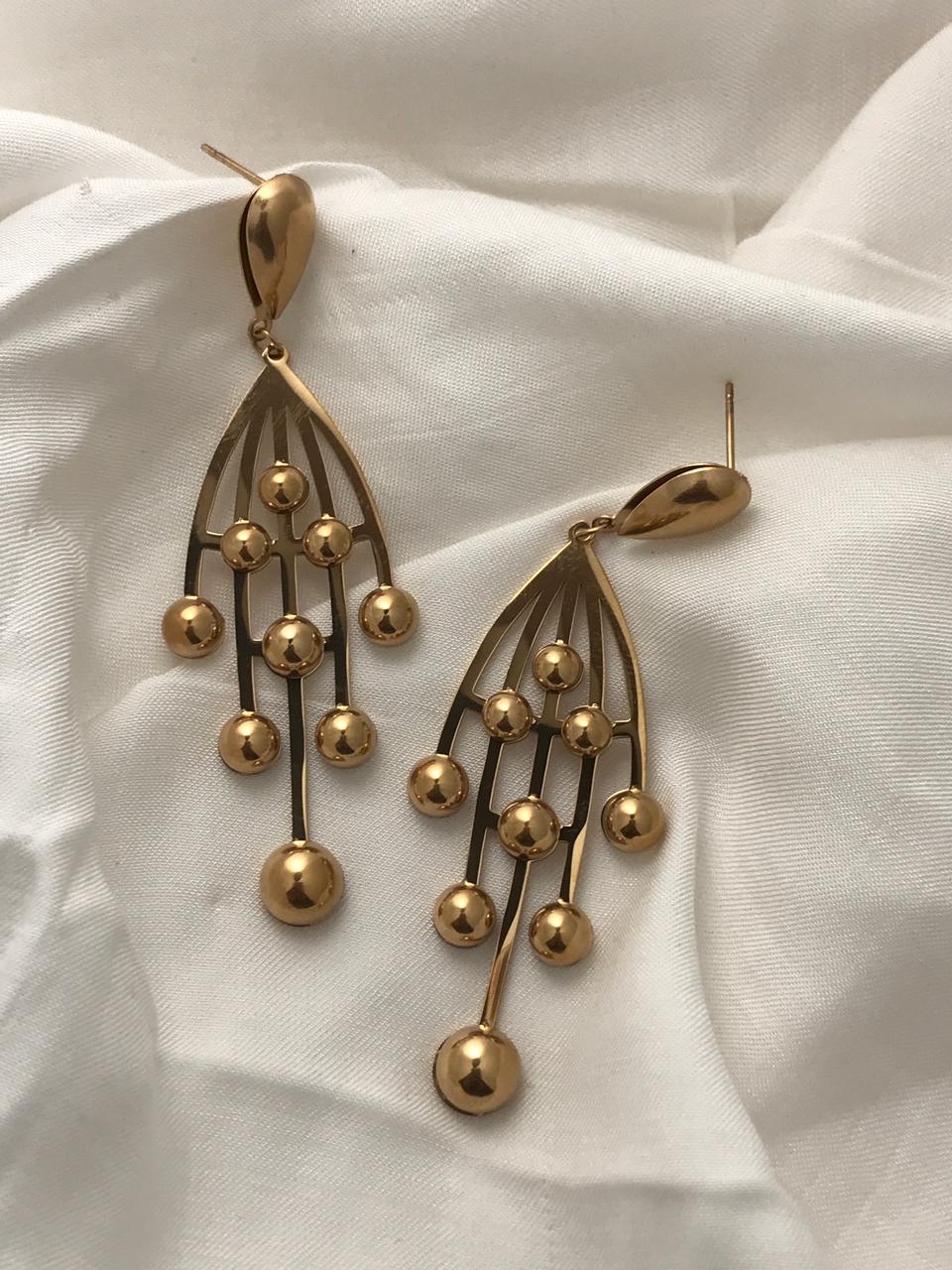 Gold-Tone Cascading Bead Drop Earrings