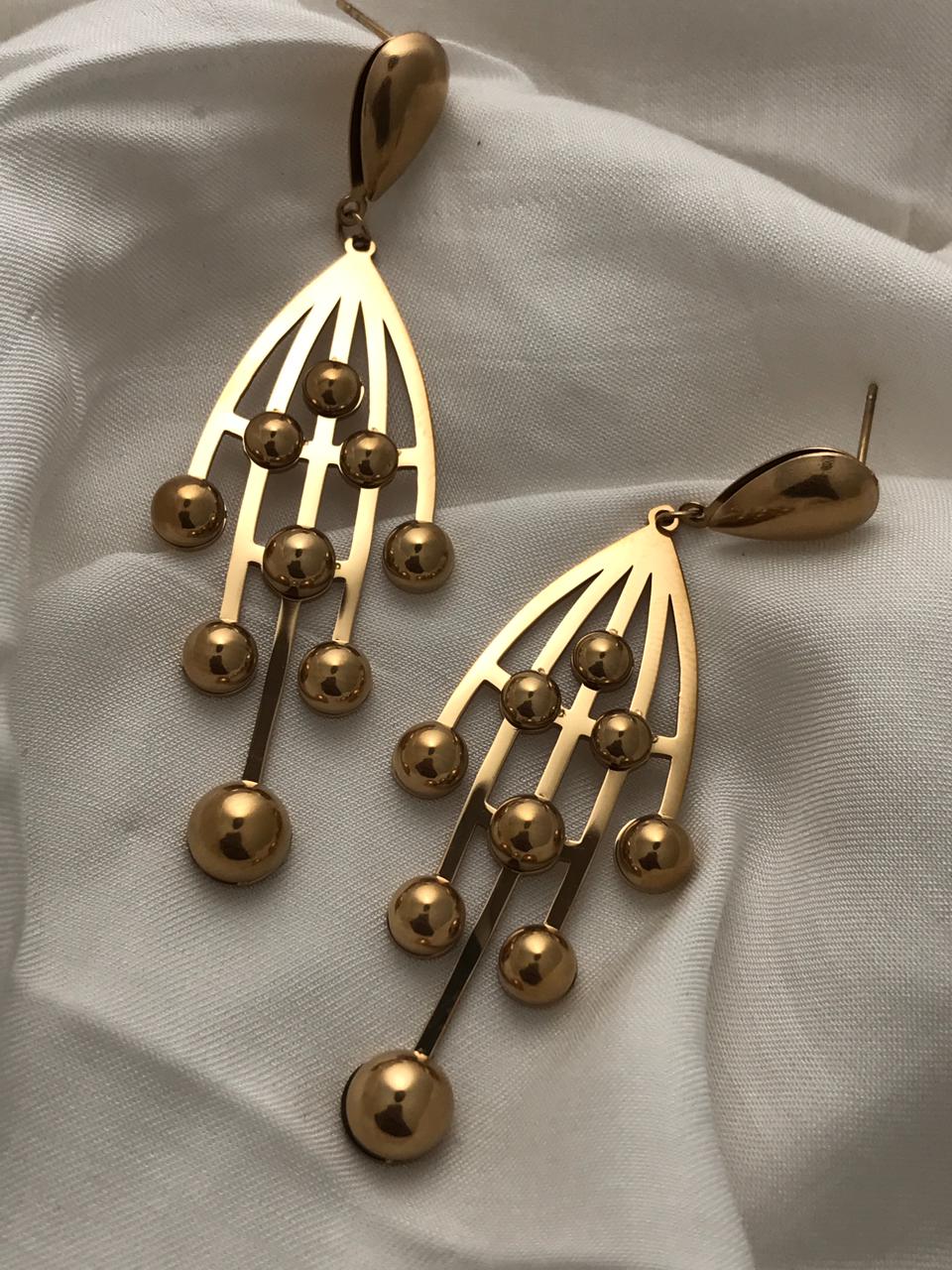 Gold-Tone Cascading Bead Drop Earrings