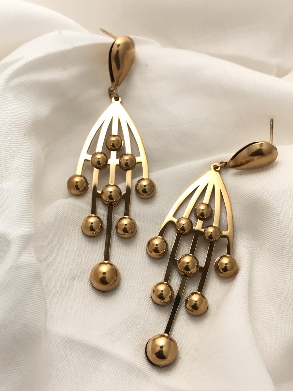 Gold-Tone Cascading Bead Drop Earrings