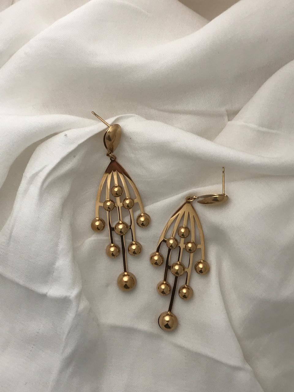 Gold-Tone Cascading Bead Drop Earrings