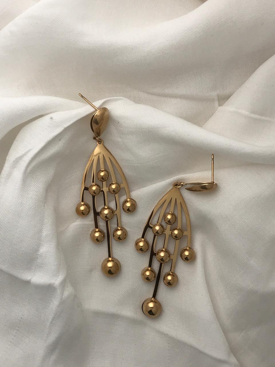 Gold-Tone Cascading Bead Drop Earrings