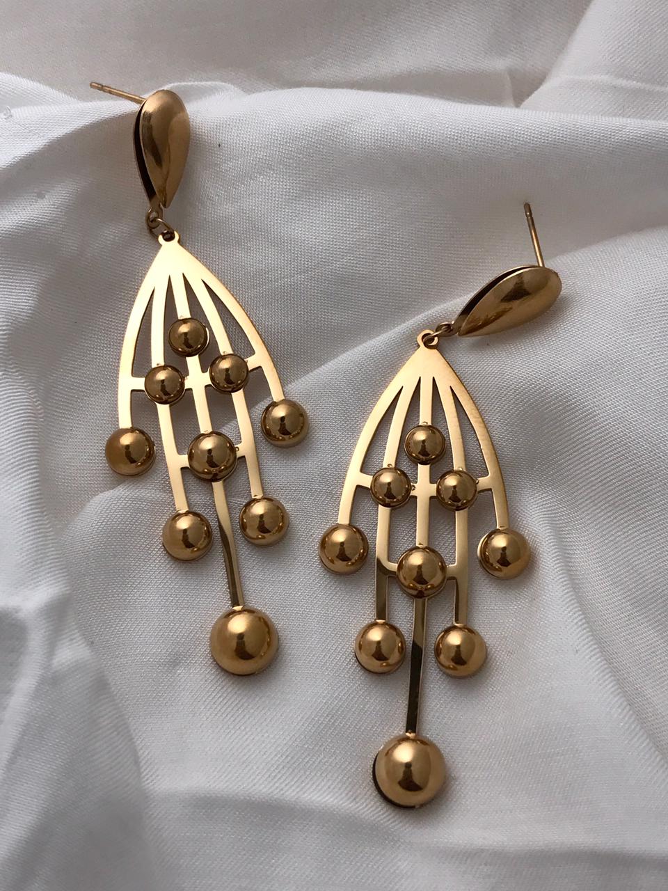 Gold-Tone Cascading Bead Drop Earrings