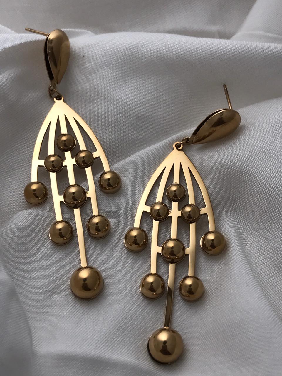 Gold-Tone Cascading Bead Drop Earrings