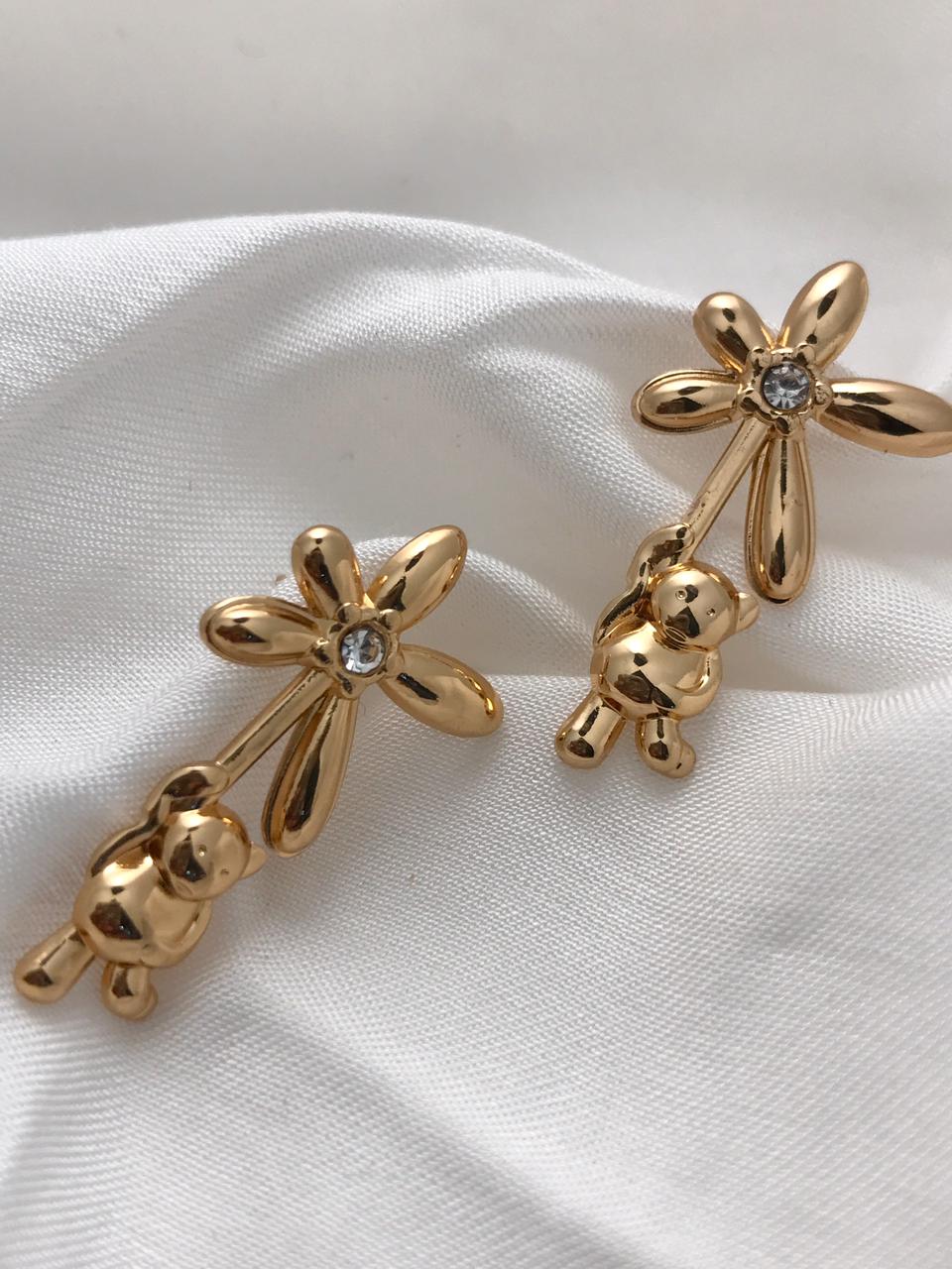 Gold-Tone Flower Stud Earrings