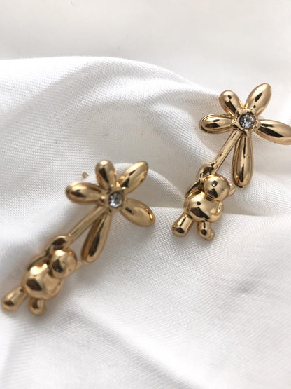 Gold-Tone Flower Stud Earrings