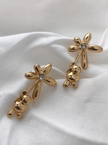 Gold-Tone Flower Stud Earrings