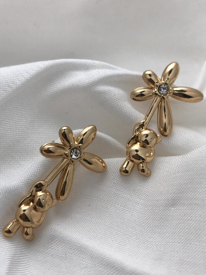 Gold-Tone Flower Stud Earrings