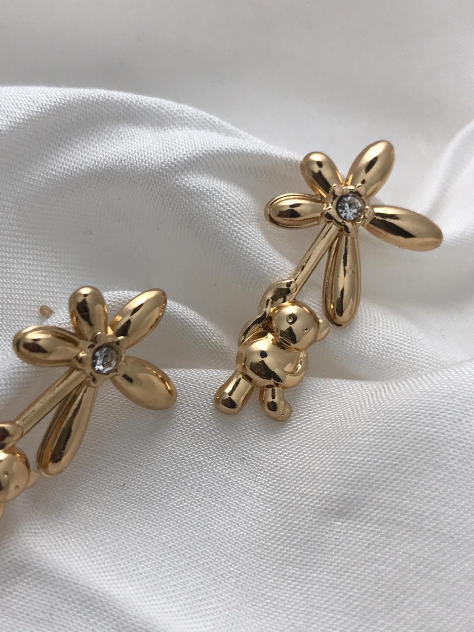 Gold-Tone Flower Stud Earrings