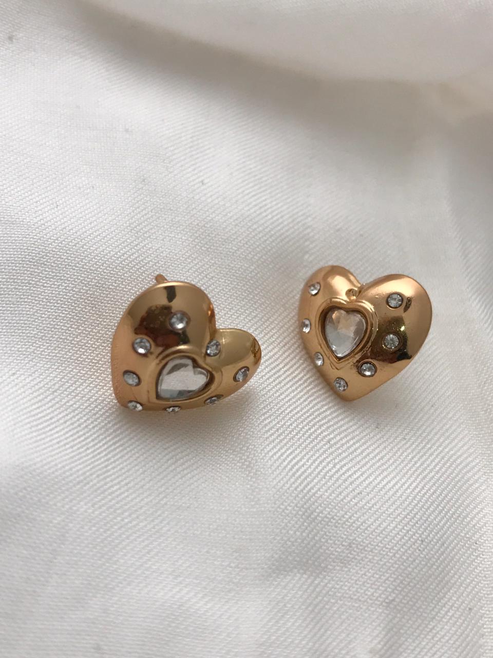 Gold-Tone Puffy Heart Stud Earrings