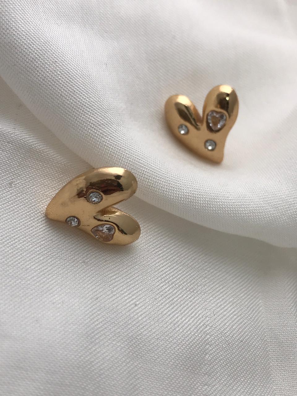 Gold-Tone Puffy Heart Stud Earrings