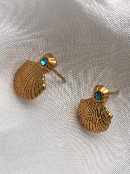 Gold-Tone Scallop Shell Stud Earrings