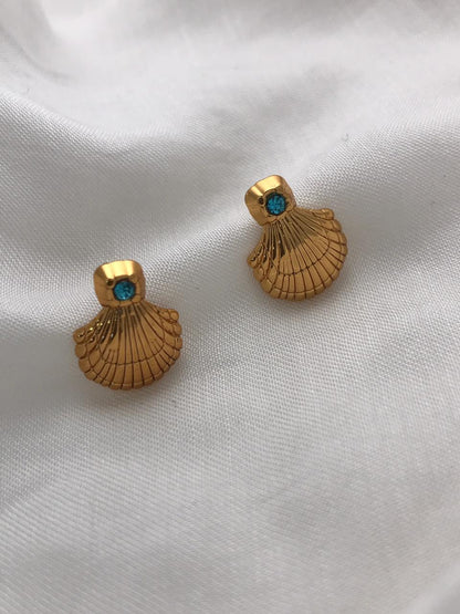 Gold-Tone Scallop Shell Stud Earrings