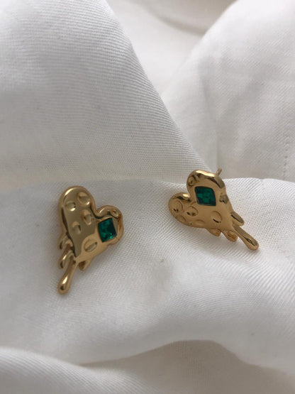 Gold-Tone Textured Heart Stud Earrings