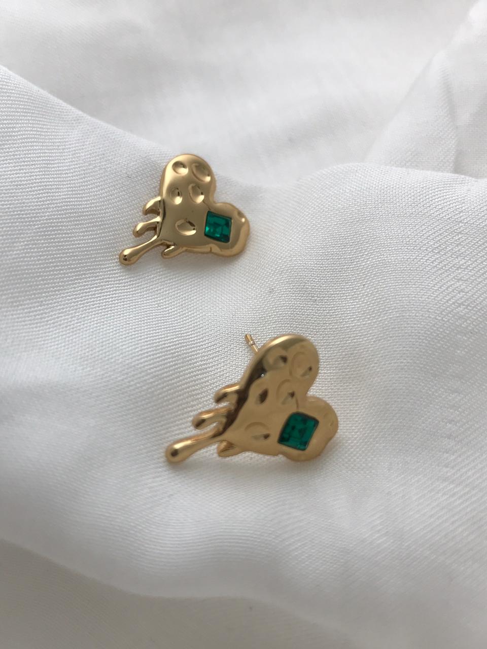 Gold-Tone Textured Heart Stud Earrings