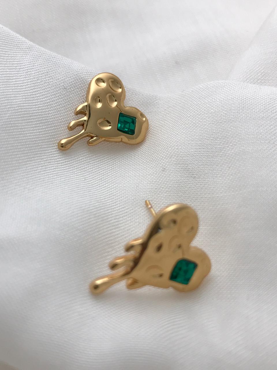 Gold-Tone Textured Heart Stud Earrings