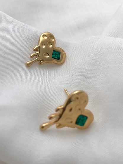 Gold-Tone Textured Heart Stud Earrings