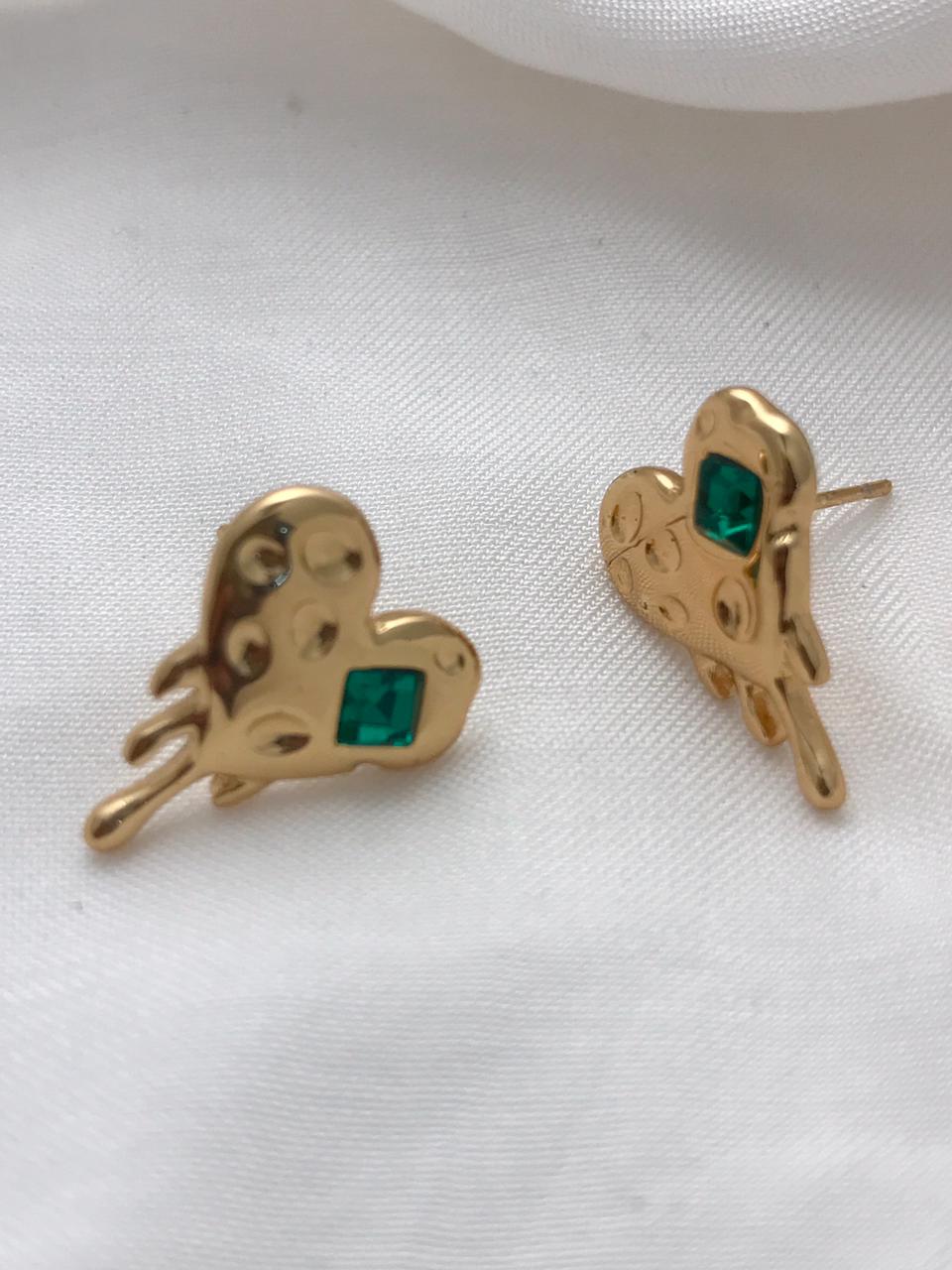 Gold-Tone Textured Heart Stud Earrings